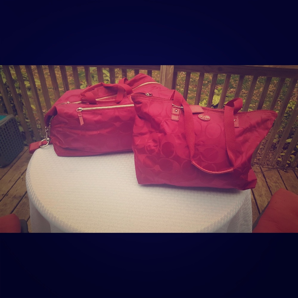 Coach hot pink travel bags